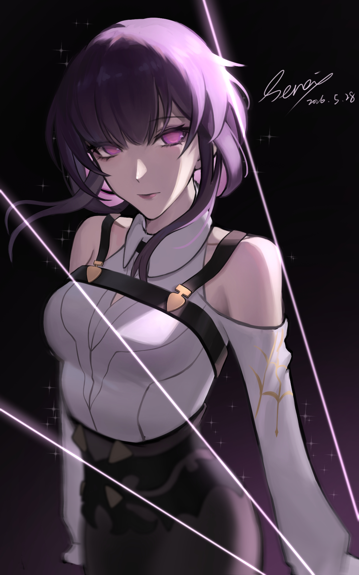 插画合集封面，紫发角色插画与粉紫色光线