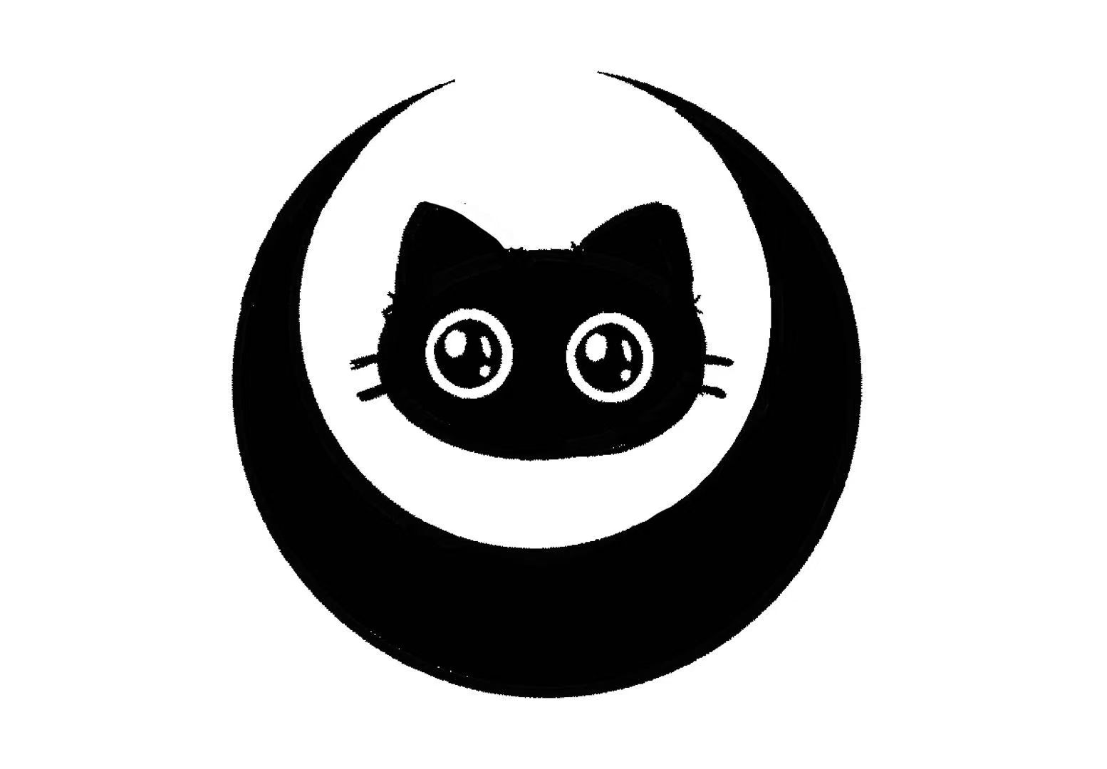 月升动漫社月牙黑猫标志